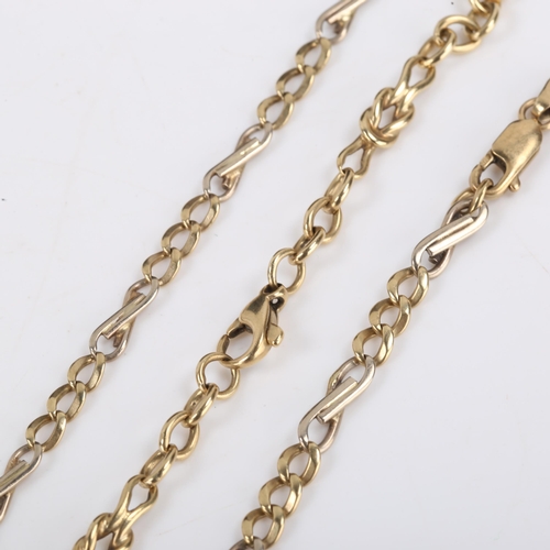 659 - 3 x 9ct gold chain bracelets, 17.9g total (all A/F), and a 14ct gold black enamel dress ring, size O... 