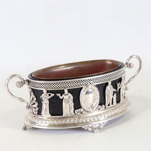 668 - A late 19th/early 20th century German Hanau? silver two-handled table-centre jardiniere, cast and pi... 