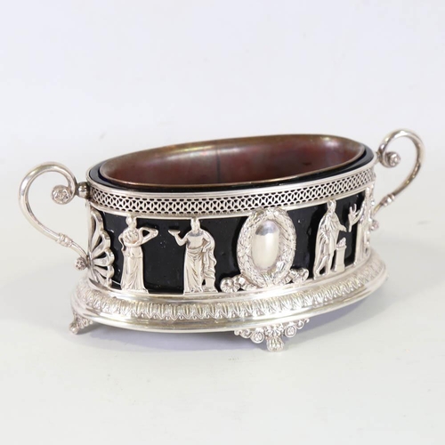 668 - A late 19th/early 20th century German Hanau? silver two-handled table-centre jardiniere, cast and pi... 