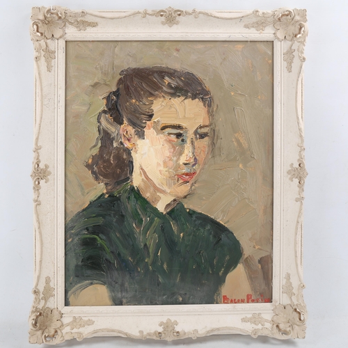 1774 - Mid-20th century European School, impasto oil on board, portrait of a woman, indistinctly signed, 19... 