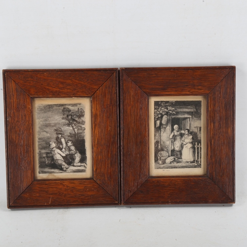 1777 - David Wilkie, pair of etchings, rural figures, 4.25