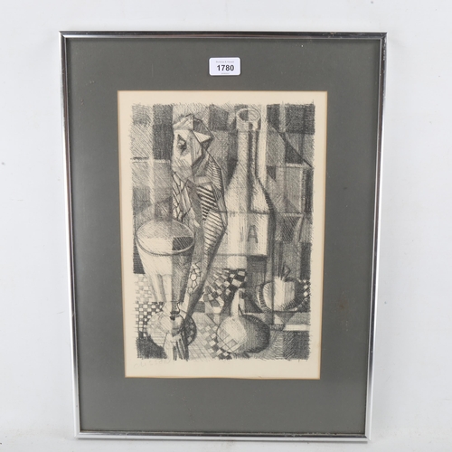 1780 - Lithograph, cubist composition, indistinctly signed, image 13