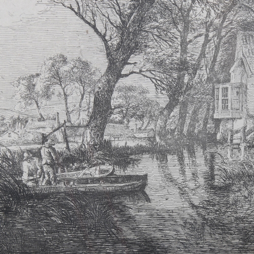 1782 - John Crome (1768 - 1821), etching, river scene, signed in the plate, image 8.5