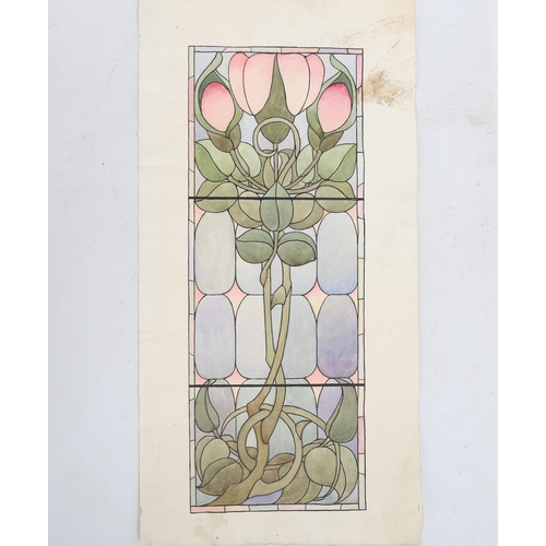 1790 - Early 20th century watercolour, stained glass window design, unsigned, image 18