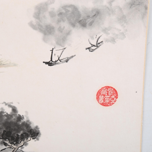 1795 - Chinese School, ink and watercolour on paper, mountain landscape with text and seals, 24