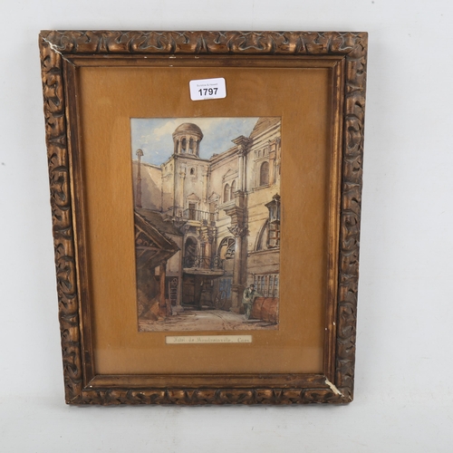 1797 - 19th century watercolour, Hotel De Mondranville, Caen, signed with initials, dated 1867, 10