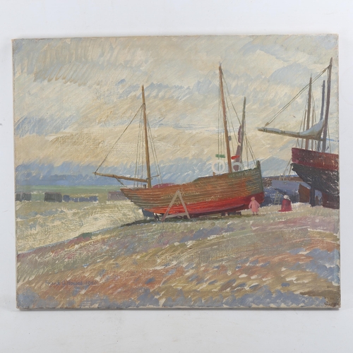 1805 - Frank Howes (1916 - 1989), oil on canvas, Hastings beach, signed and dated 1950, 20