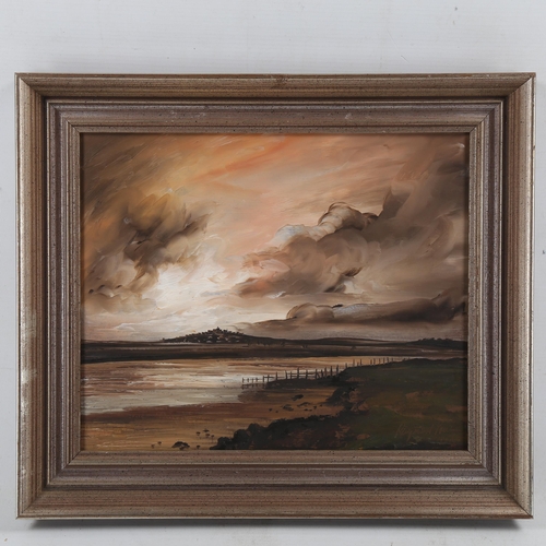 1814 - Raymond Price, oil on board, coastal scene, signed, 9.5