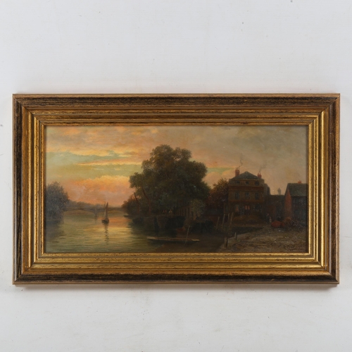 1822 - Frank Rawlings Offer, oil on board, sunset on the Thames at Richmond, signed, 8