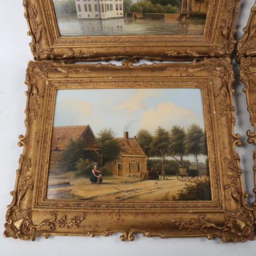 1826 - Dutch School, 4 19th/20th century oils on board, canal scenes, unsigned, 9