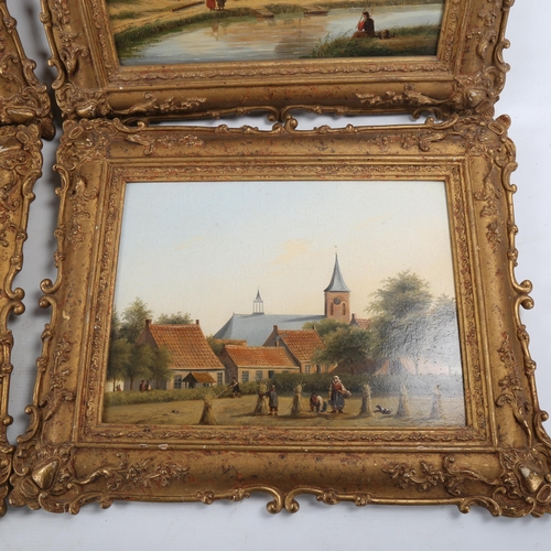 1826 - Dutch School, 4 19th/20th century oils on board, canal scenes, unsigned, 9