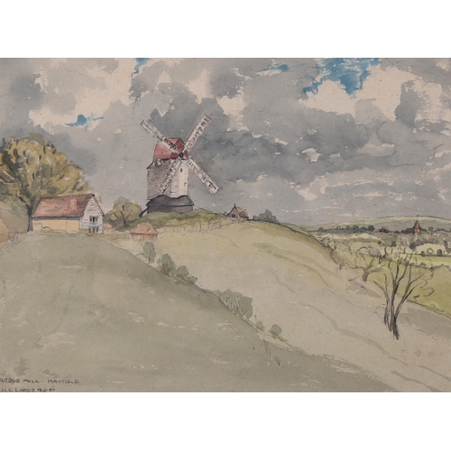 1830 - H E Large, watercolour, Argos Mill Mayfield, signed and dated 1957, 10.5