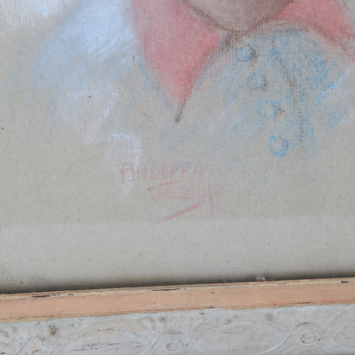 1835 - Philippa Jessup, coloured pastels, portrait of a child, signed with Exhibition label verso, 13