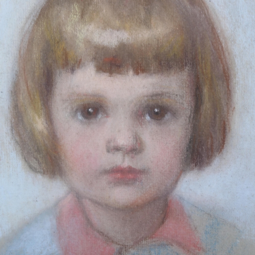 1835 - Philippa Jessup, coloured pastels, portrait of a child, signed with Exhibition label verso, 13