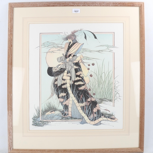 1837 - Pair of 20th century limited edition colour prints by J.C. Graham Illingworth, fantasy figures, sign... 