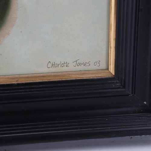 1850 - Charlotte James, oil on canvas, cello, signed and dated 2003, 29