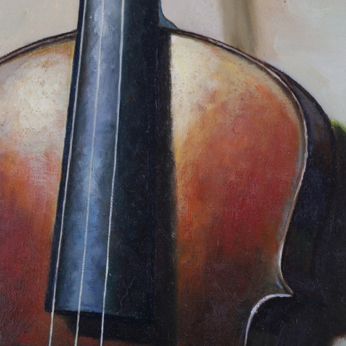 1850 - Charlotte James, oil on canvas, cello, signed and dated 2003, 29