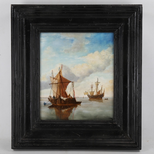 1866 - Chris Watson, contemporary oil on board, coastal scene with speed boat, 14