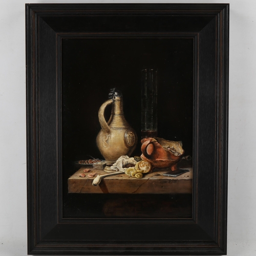 1868 - Chris Watson, contemporary oil on panel, misplaced still life, 15