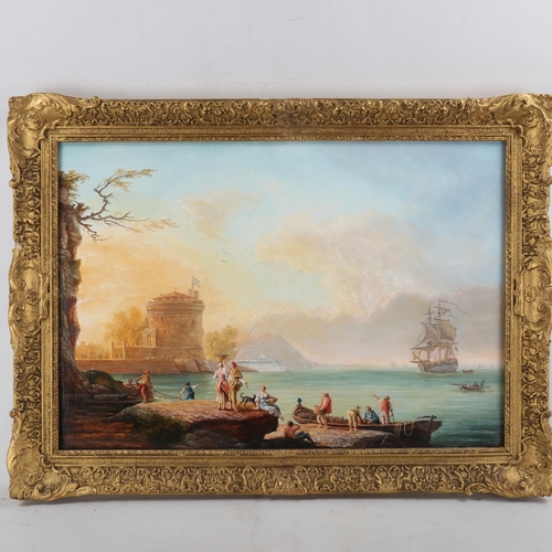 1870 - Chris Watson, contemporary oil on canvas, seascape with oil rig, 13