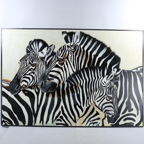 1883 - Clive Fredriksson, oil on canvas, zebras, overall frame dimensions 32