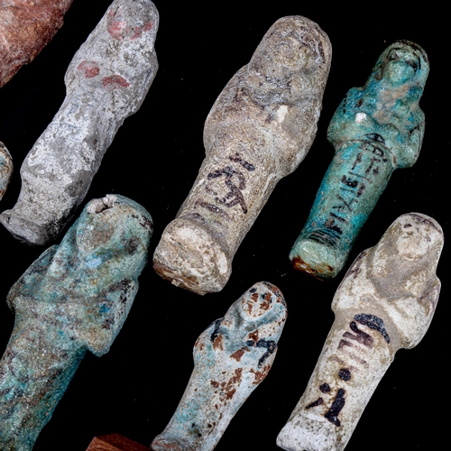 1001 - ANTIQUITIES - a group of Ancient Egyptian pottery shabti figures, including 4 faience glaze and some... 