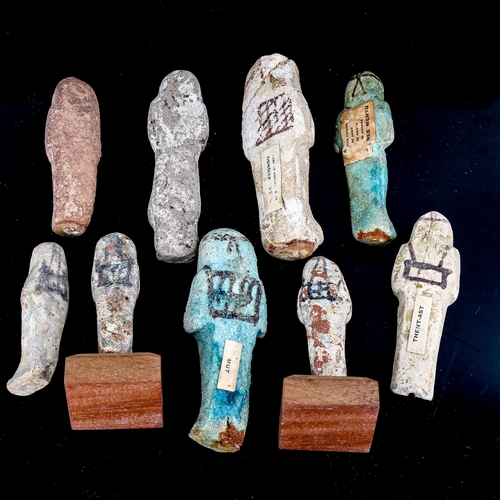 1001 - ANTIQUITIES - a group of Ancient Egyptian pottery shabti figures, including 4 faience glaze and some... 