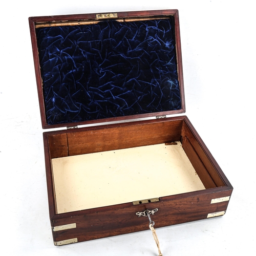 1004 - A Georgian mahogany and nickel plate brass-bound travelling box, with inlaid decoration, the handle ... 