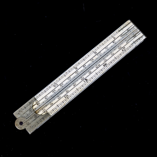 1019 - An ivory and nickel plate engineer's folding rule, circa 1900, length closed 15cm