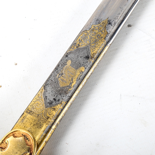 1053 - Imperial German Officer's dress sword, gilded blade stamped Eisenhauer with Royal crest, Solingen bl... 