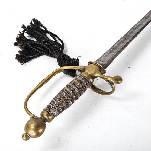 1055 - A 19th century sword, with brass hilt and shagreen grip, length 73cm