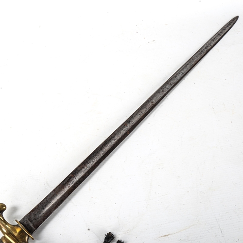 1055 - A 19th century sword, with brass hilt and shagreen grip, length 73cm