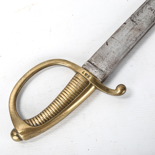 1056 - A 19th century French Cavalry sabre, with brass hilt, impress mark to the blade, overall length 73cm