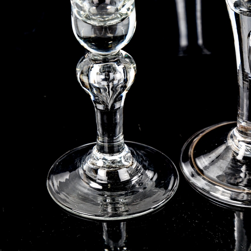 1069 - A Georgian cordial glass with teardrop stem and folded foot, height 16.5cm, and another Georgian cor... 