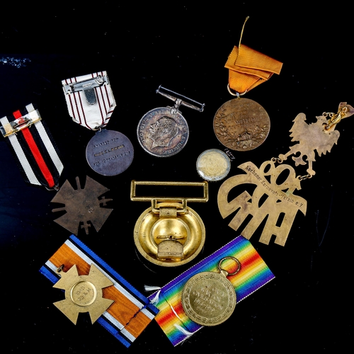 1103 - A group of medals, including pair of Great War medals to 204223 Pte A G Harman 1st London Regiment, ... 