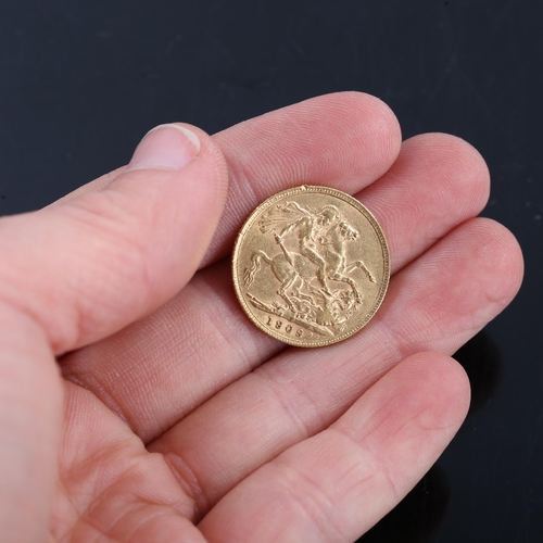 1108 - An Edward VII 1909 gold sovereign, 7.9g