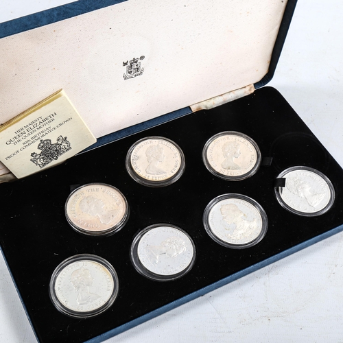 1113 - A set of 7 Queen Elizabeth The Queen Mother 80th Birthday proof commemorative crown coin set, by The... 