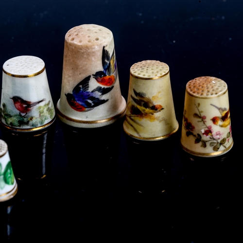 1129 - A group of 7 Worcester and Coalport China thimbles, largest height 3cm (7)