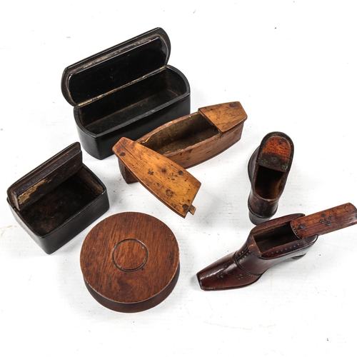 1152 - 6 various Georgian and Victorian treen snuffboxes (6)