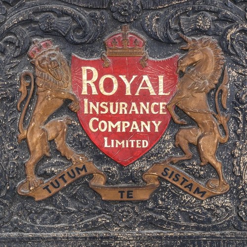 1176 - A composition relief moulded and painted wall plaque, for Royal Insurance Company Ltd, 46cm x 54cm