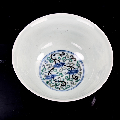 1207 - A Chinese porcelain Doucai bowl, 6 character mark, diameter 17.5cm