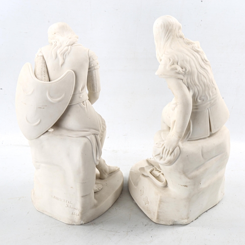 1214 - 2 similar Minton Parian porcelain Classical figures, modelled by John Bell, height 35cm and 33cm