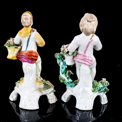 1227 - 2 early English porcelain Classical figures, with red anchor marks, height 14cm