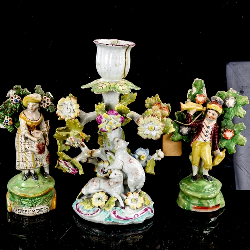 1244 - A group of Staffordshire pottery, bocage candle holder etc (6) (A/F)