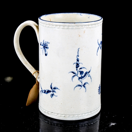 1249 - Early Worcester blue and white porcelain pint mug, height 12cm