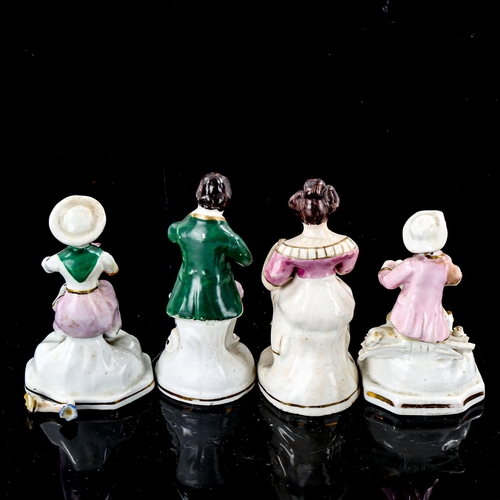 1257 - 4 19th century porcelain figures, height 11cm