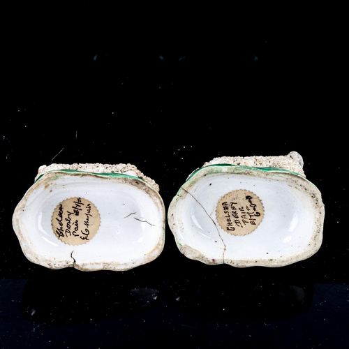 1263 - A pair of early 19th century Chelsea Derby porcelain sheep, height 7cm