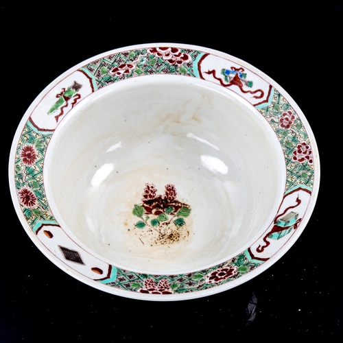 1271 - A Chinese white glaze porcelain bowl, with painted court scenes, diameter 21cm