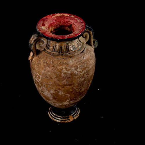 1280 - A small Greek terracotta vase with painted decoration, height 11.5cm