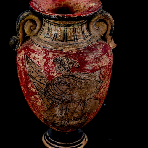 1280 - A small Greek terracotta vase with painted decoration, height 11.5cm